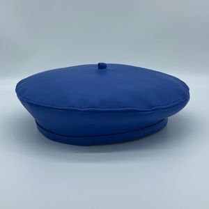 Royal Blue Faux Leather Beret